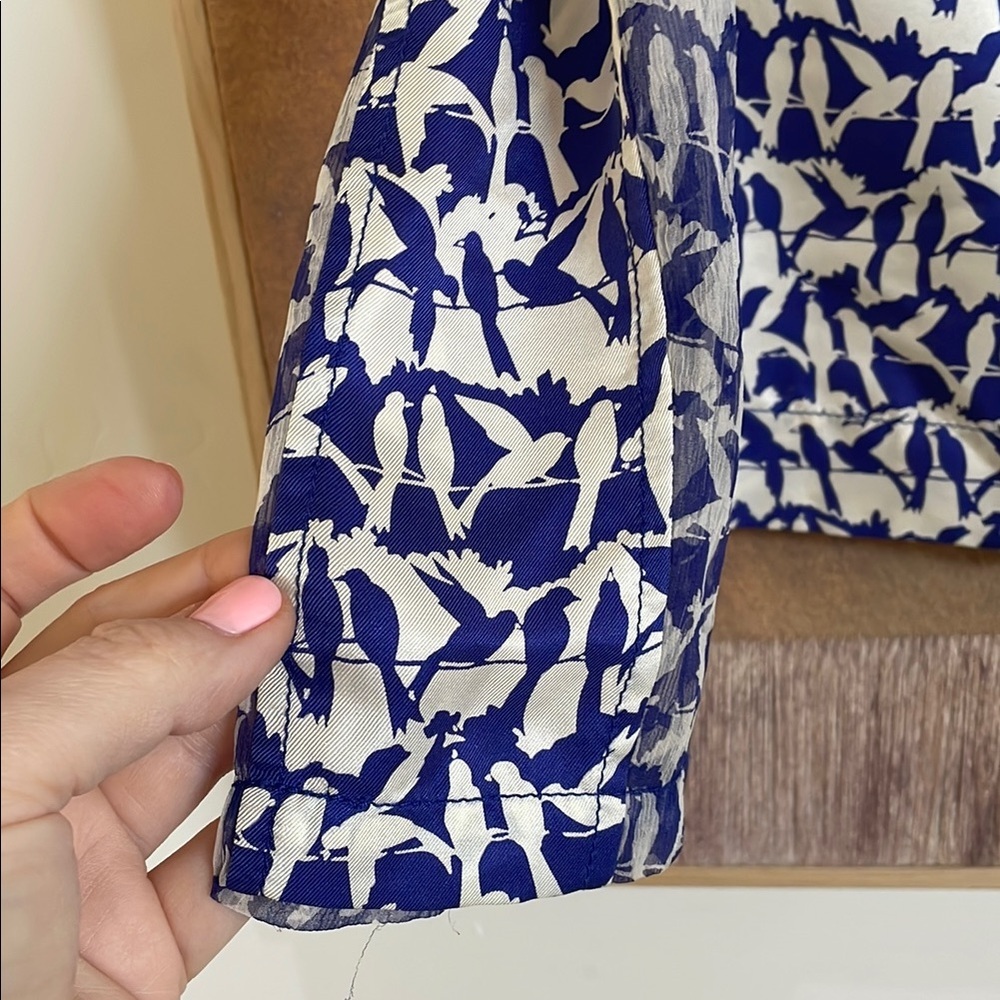 Tory Burch Birds on a Wire Women's Top Silk 4 - Picture 5 of 7